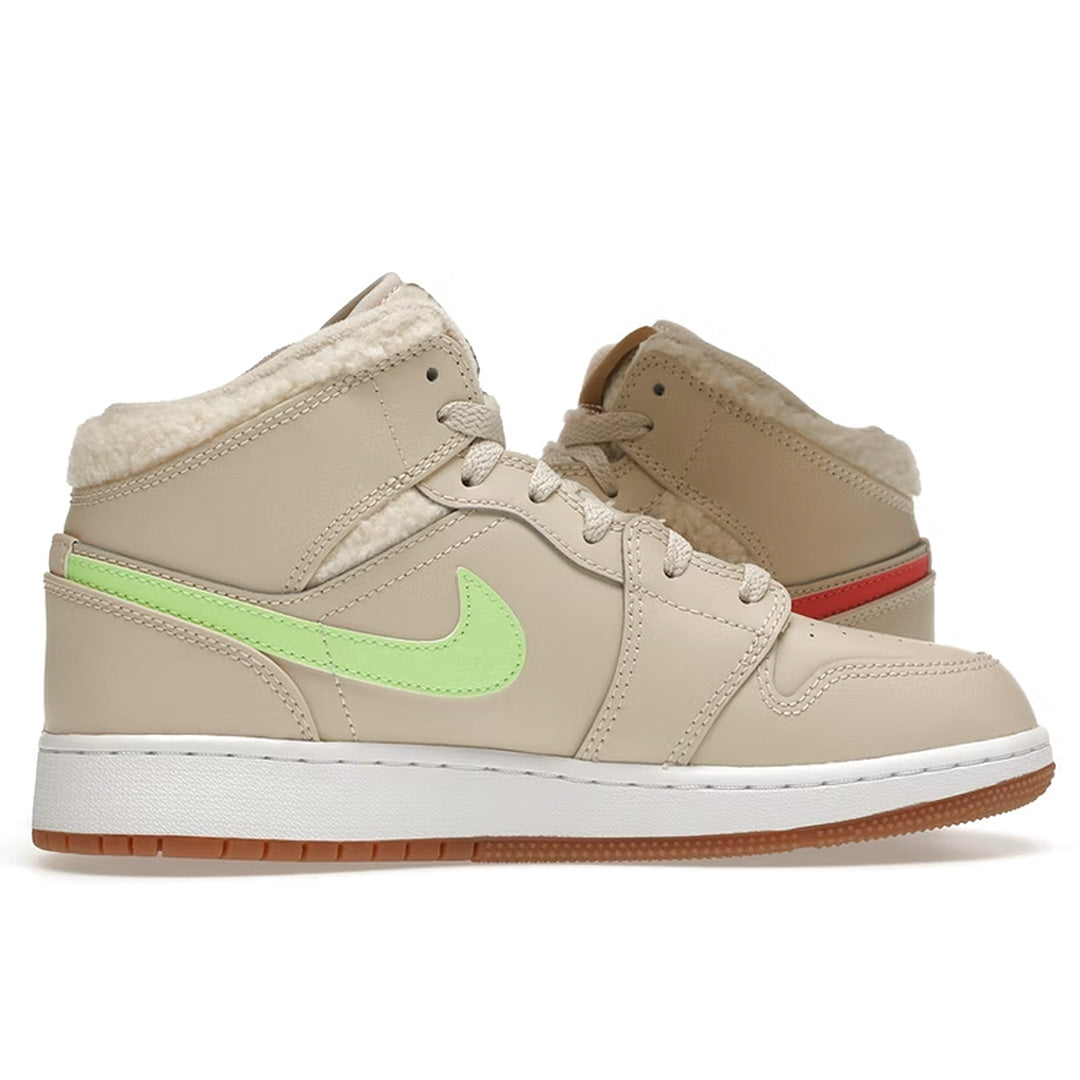Jordan 1 Mid Fleece Pearl White