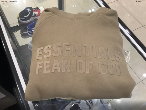 Essentials Fear of God Hoodie Wood SS22