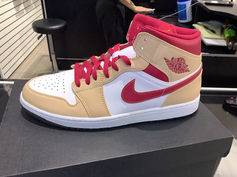 Jordan 1 Mid   Light Curry Cardinal