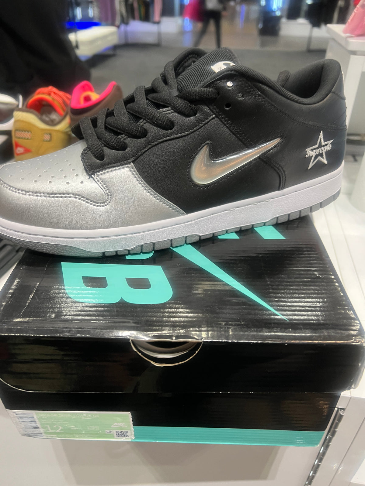 Nike SB Dunk Low Supreme Jewel Swoosh Silver