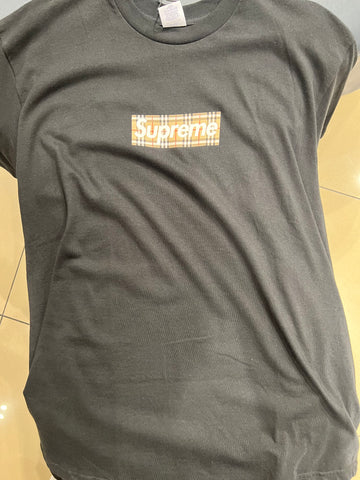 Supreme Burberry Box Logo Tee Black